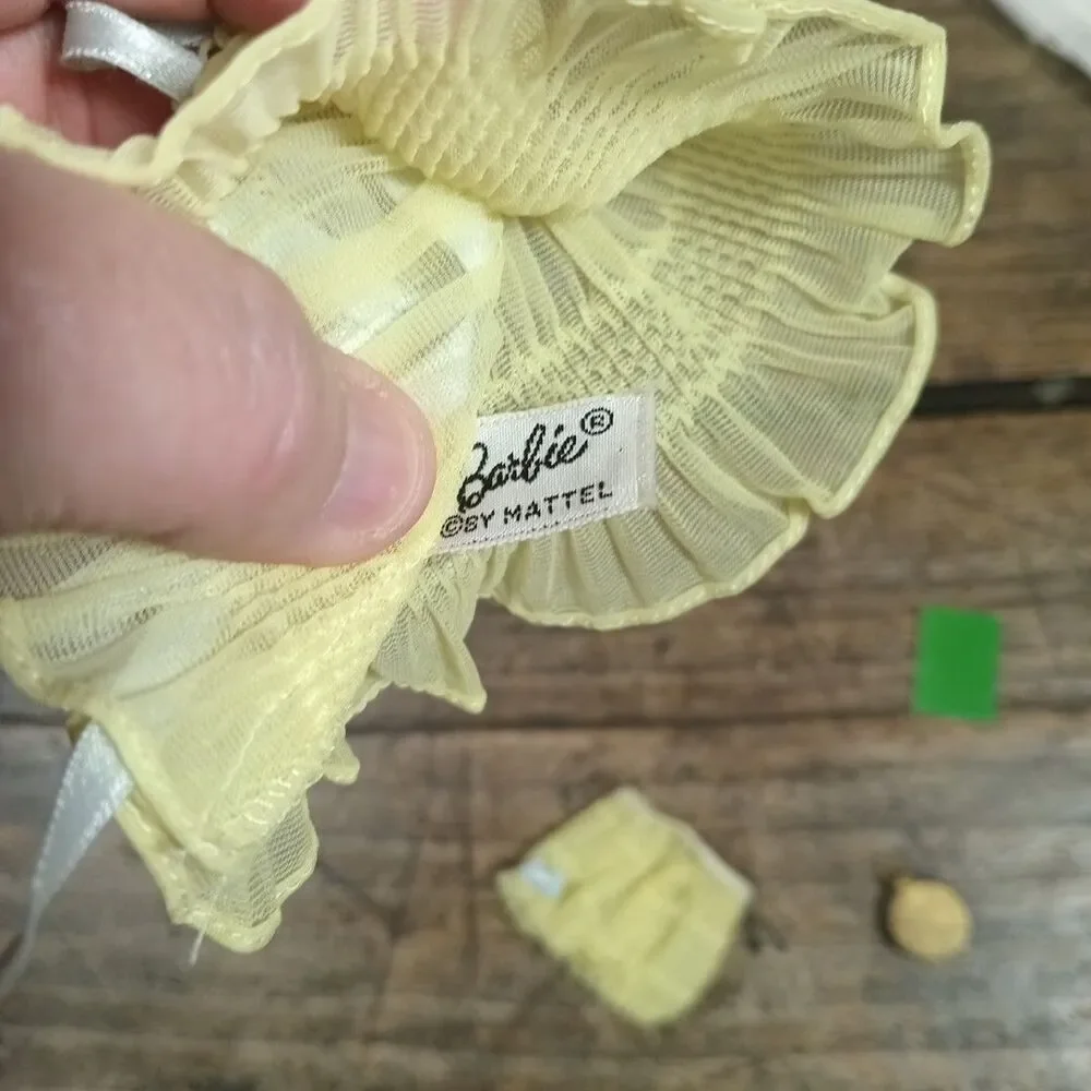 Vintage Barbie Mattel Doll Clothes 1960's Pajamas Set Yellow Shorts Top Clock